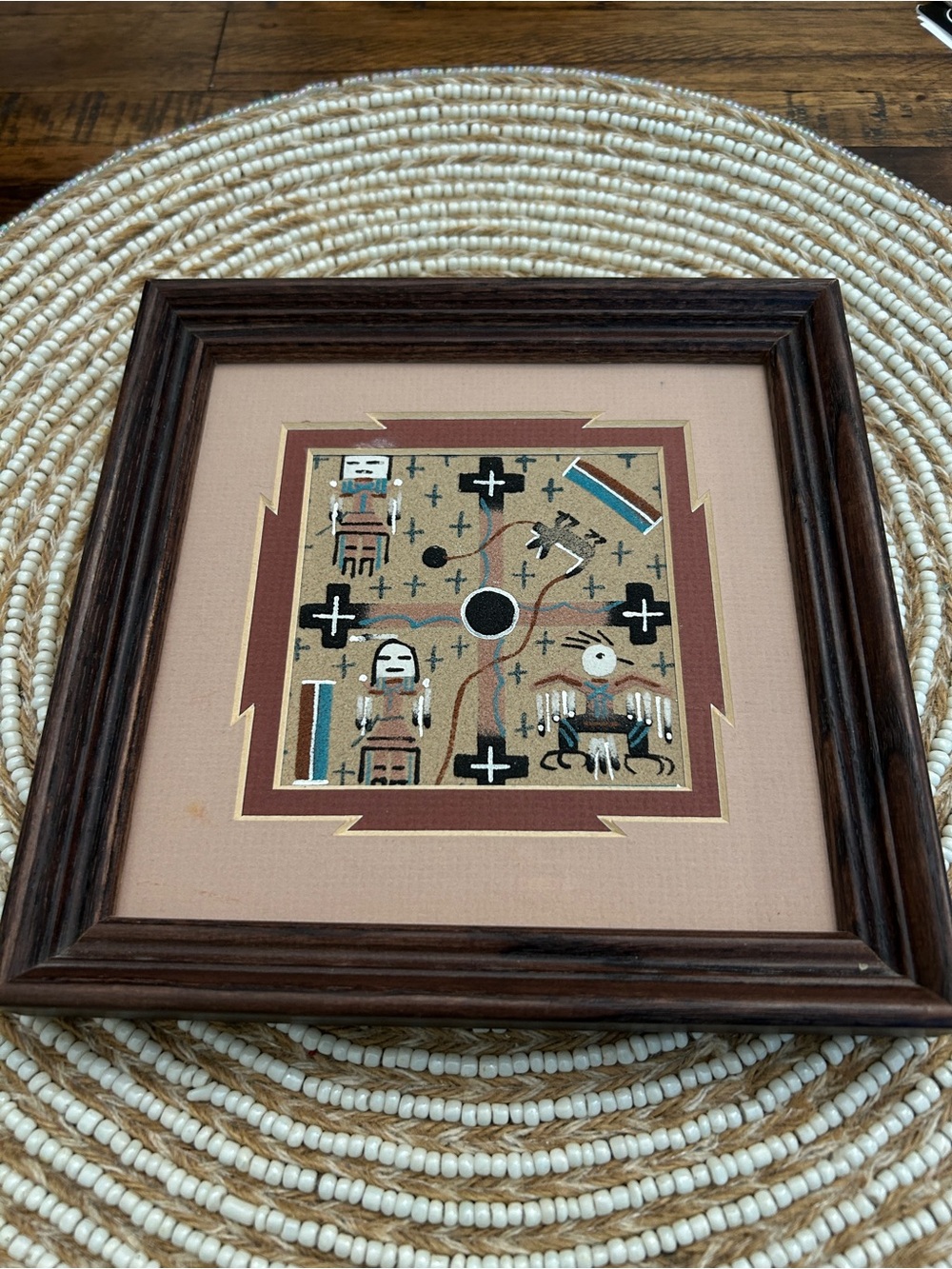 Navajo Sand Art Signed by Artist Phoebe Taoiseach